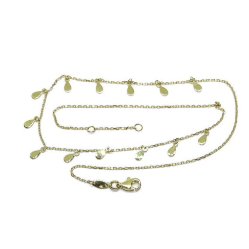 Collar de moda de Oro Amarillo de 18k con Cadena forzada y 13 lagrimas de Oro. 42cm de largo - Imagen 3