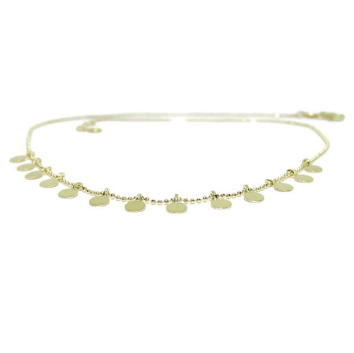 Collar de moda de Oro Amarillo de 18k con Cadena de bolitas lapidadas y 13 círculos. 42cm - Imagen 6