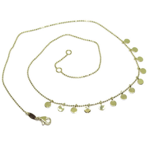 Collar de moda de Oro Amarillo de 18k con Cadena de bolitas lapidadas y 13 círculos. 42cm - Imagen 5