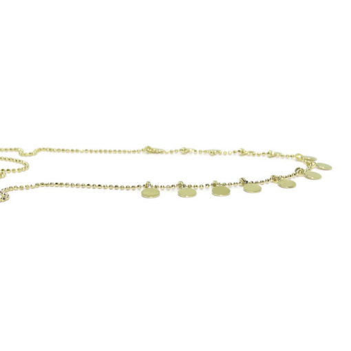 Collar de moda de Oro Amarillo de 18k con Cadena de bolitas lapidadas y 13 círculos. 42cm - Imagen 3