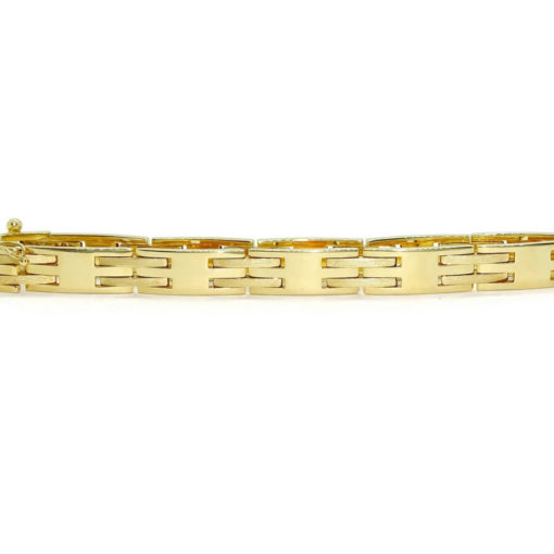 Pulsera de oro amarillo de 18k maciza, para hombre, de 8mm de ancha y 2mm de gruesa, 21.00 cm de larga con cierre cajetín y 8 de seguridad Peso; 21.40gr de oro de 18K. - Imagen 3