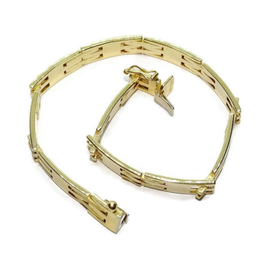 Pulsera de oro amarillo de 18k maciza, para hombre, de 8mm de ancha y 2mm de gruesa, 21.00 cm de larga con cierre cajetín y 8 de seguridad Peso; 21.40gr de oro de 18K. - Imagen 5