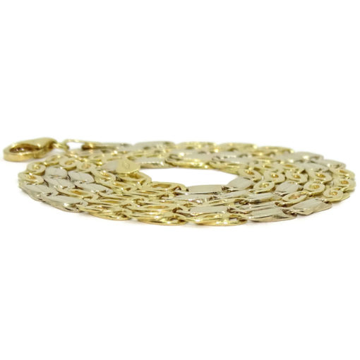 Cadena de oro macizo amarillo y oro blanco de 18k para hombre modelo ojo de tigre y eslabón plano de 4.00mm de ancha y 60cm de larga. 20.05gr - Imagen 7