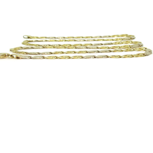 Cadena de oro macizo amarillo y oro blanco de 18k para hombre modelo ojo de tigre y eslabón plano de 4.00mm de ancha y 60cm de larga. 20.05gr - Imagen 6