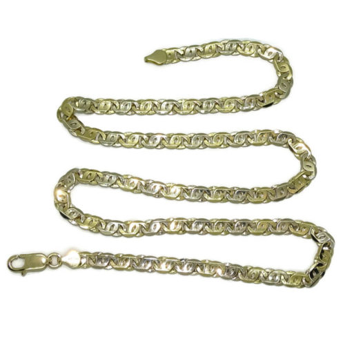 Cadena de oro macizo amarillo y oro blanco de 18k para hombre modelo doble barbada plana 6.00mm de ancha y 60cm de larga. 40.50gr - Imagen 4