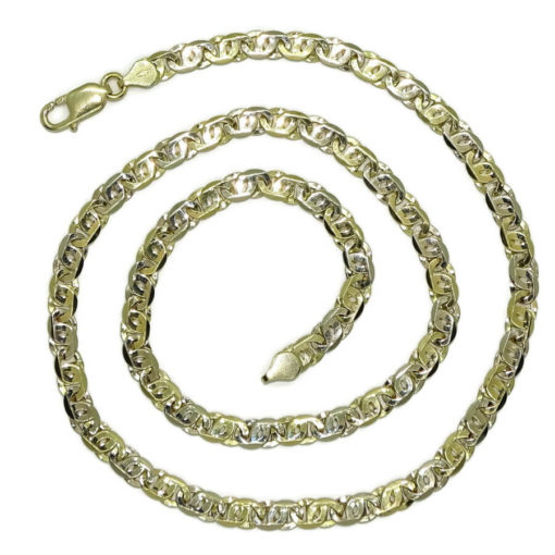 Cadena de oro macizo amarillo y oro blanco de 18k para hombre modelo doble barbada plana 6.00mm de ancha y 60cm de larga. 40.50gr - Imagen 3
