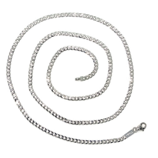 Cadena de oro blanco de 18k para hombre tipo barbada de 60cm de larga y 3mm de ancha, maciza, pesa 7.75gr de oro de 18K - Imagen 5