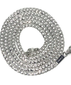 Cadena de oro blanco de 18k para hombre tipo barbada de 60cm de larga y 3mm de ancha, maciza, pesa 7.75gr de oro de 18K