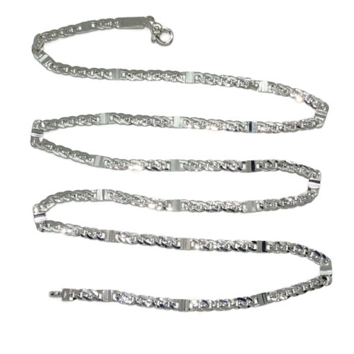 Cadena de oro macizo blanco de 18k para hombre modelo barbada y eslabón plano de 4.00mm de ancha y 60cm de larga. 12.55gr. - Imagen 7