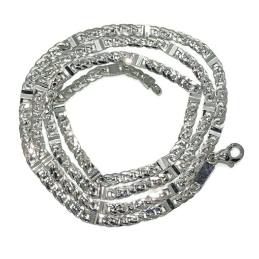 Cadena de oro macizo blanco de 18k para hombre modelo barbada y eslabón plano de 4.00mm de ancha y 60cm de larga. 12.55gr. - Imagen 3