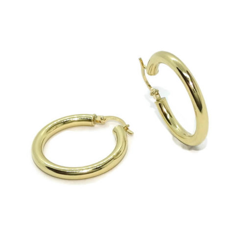 Pendientes aros de oro amarillo de 18K de 3mm de ancho por 2.50cm de diámetro exterior. Peso; 2.25gr de oro de 18k - Imagen 3