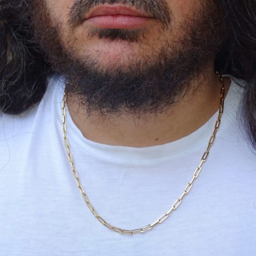 Cadena de Oro Amarillo de 18k de oro para Hombre modelo forzada de 4mm de ancho y 60cm de Larga. Cierre mosquetón. Peso; 11.05 gr de Oro de 18k. - Imagen 2