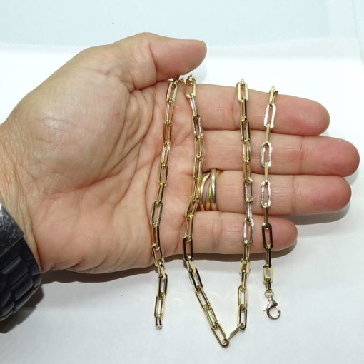Cadena de Oro Amarillo de 18k de oro para Hombre modelo forzada de 4mm de ancho y 60cm de Larga. Cierre mosquetón. Peso; 11.05 gr de Oro de 18k. - Imagen 3