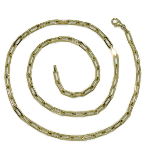 Cadena de Oro Amarillo de 18k de oro para Hombre modelo forzada de 4mm de ancho y 60cm de Larga. Cierre mosquetón. Peso; 11.05 gr de Oro de 18k.