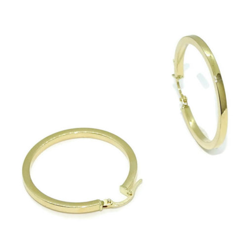 Pendientes aros de oro amarillo de 18k brillo de tubo cuadrado de 2mm de ancho y 2.80cm de diámetro exterior. Cierre fácil click Peso, 1.90gr - Imagen 6