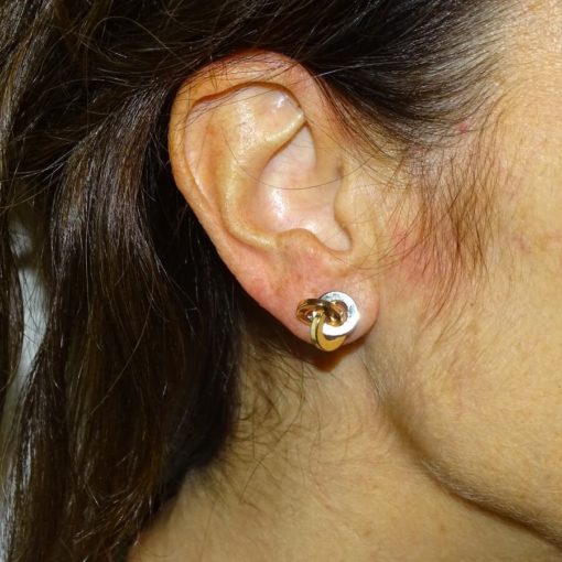 Bonitos pendientes para mujer de oro amarillo, oro blanco y oro rosa de 18k de anillos rusos. - Imagen 2