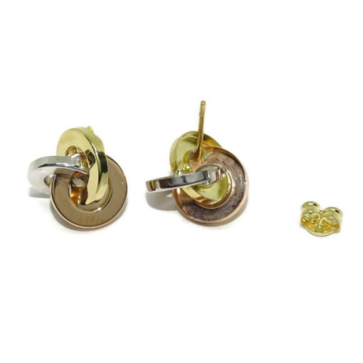 Bonitos pendientes para mujer de oro amarillo, oro blanco y oro rosa de 18k de anillos rusos. - Imagen 4