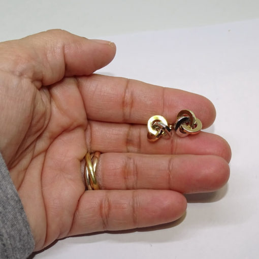 Bonitos pendientes para mujer de oro amarillo, oro blanco y oro rosa de 18k de anillos rusos. - Imagen 3