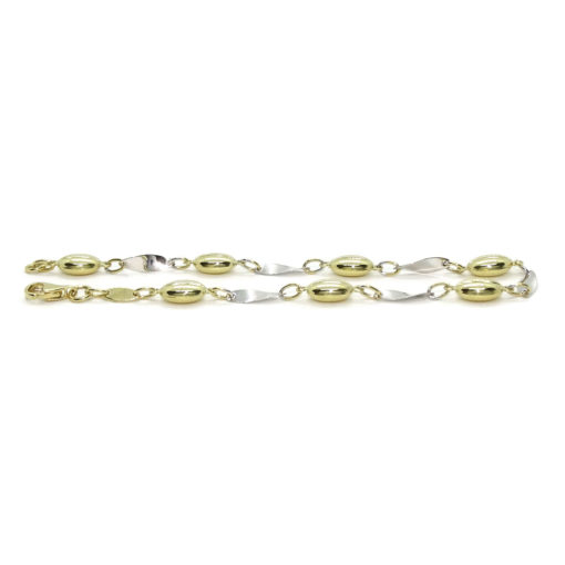 Pulsera de oro amarillo y oro blanco para mujer de eslabones lisos y con cuerpo. 19.00cm de larga y 5mm de ancha - Imagen 5
