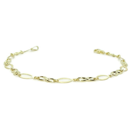 Pulsera de oro amarillo mate y brillo para mujer con infinitos y eslabones ovalados - Imagen 7