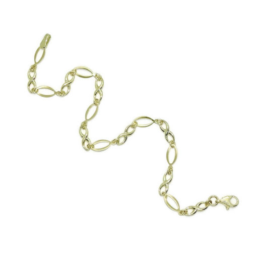 Pulsera de oro amarillo mate y brillo para mujer con infinitos y eslabones ovalados - Imagen 6