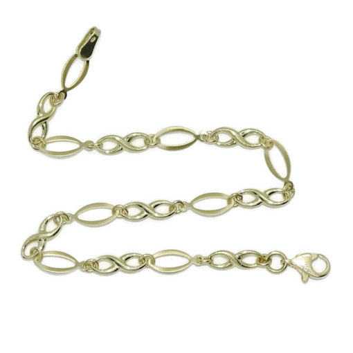 Pulsera de oro amarillo mate y brillo para mujer con infinitos y eslabones ovalados - Imagen 5