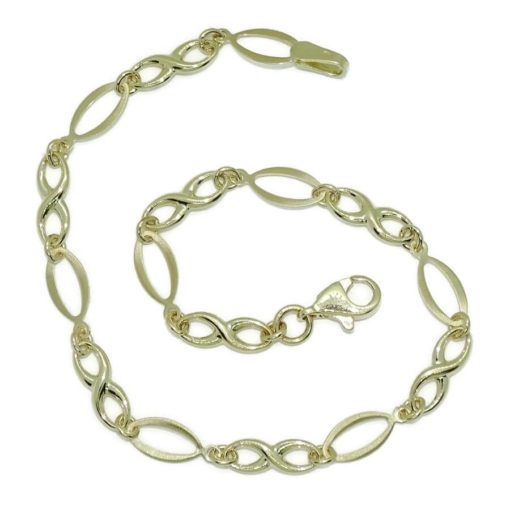 Pulsera de oro amarillo mate y brillo para mujer con infinitos y eslabones ovalados - Imagen 4