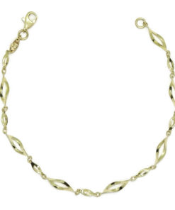 Pulsera de oro amarillo de 18k brillo para mujer con eslabones calados y ondulados.