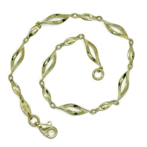 Pulsera de oro amarillo de 18k brillo para mujer con eslabones calados y ondulados. - Imagen 5
