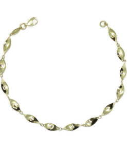 Pulsera para mujer de Oro Amarillo de 18k con cadena de hojas rizadas de 19.50cm de Larga.
