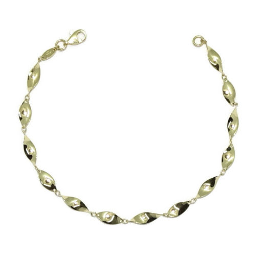Pulsera para mujer de Oro Amarillo de 18k con cadena de hojas rizadas de 19.50cm de Larga.