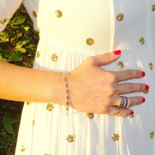 Pulsera de oro amarillo de 18k brillo para mujer con 16 infinitos y eslabones. 19.50cm - Imagen 2
