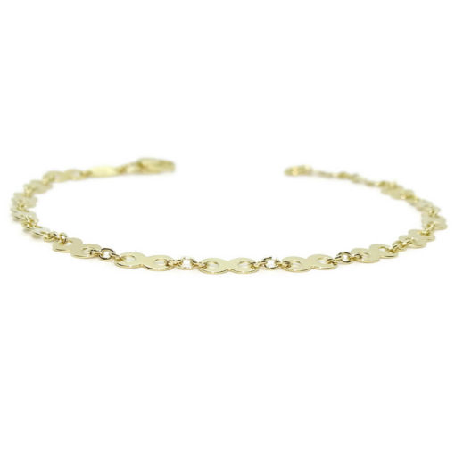 Pulsera de oro amarillo de 18k brillo para mujer con 16 infinitos y eslabones. 19.50cm - Imagen 6