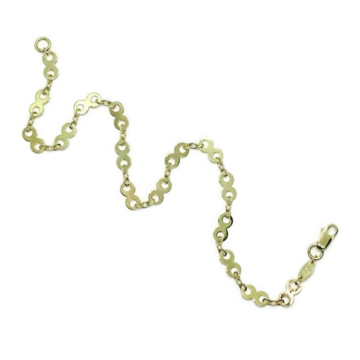 Pulsera de oro amarillo de 18k brillo para mujer con 16 infinitos y eslabones. 19.50cm - Imagen 3