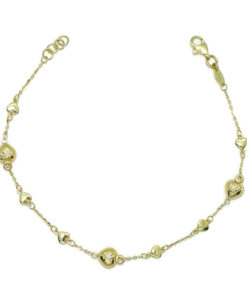 Pulsera para mujer de Oro Amarillo de 18k con corazones y cadena forzada