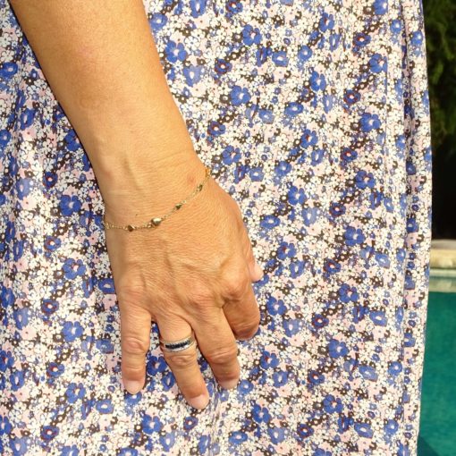 Pulsera para mujer de Oro Amarillo de 18k con corazones y cadena forzada - Imagen 2