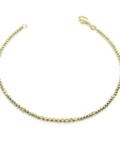 Pulsera para mujer de oro amarillo de 18k con bolas de oro matizadas y cuadrados