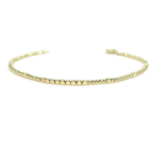 Pulsera para mujer de oro amarillo de 18k con bolas de oro matizadas y cuadrados - Imagen 6