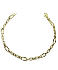 Pulsera de moda para mujer de Oro Amarillo de 18k tipo cadena forzada de 5mm de ancha 19.00cm de Larga