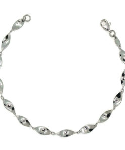 Pulsera de oro blanco de 18k para mujer de eslabones rizados con cuerpo de 19.00cm