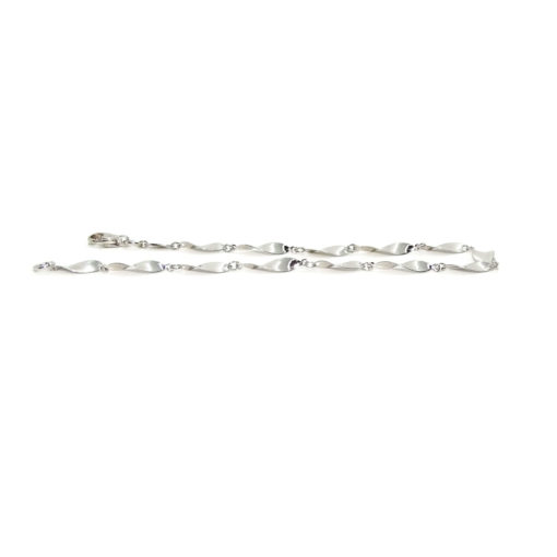 Pulsera de oro blanco de 18k para mujer de eslabones rizados con cuerpo de 19.00cm - Imagen 5