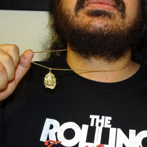 Cara de Cristo mediana de oro amarillo de 18k con cadena forzada maciza de 60cm de largo. Peso: 23.45 de oro de 18k - Imagen 6