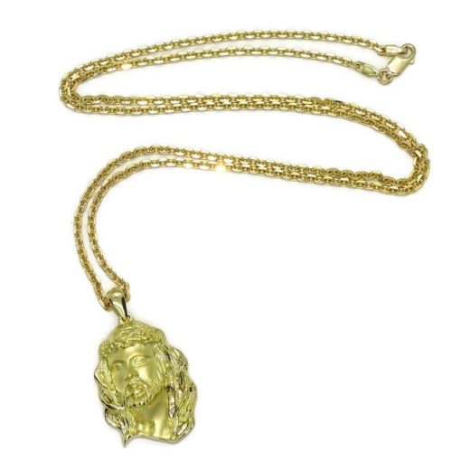 Cara de Cristo mediana de oro amarillo de 18k con cadena forzada maciza de 60cm de largo. Peso: 23.45 de oro de 18k - Imagen 8