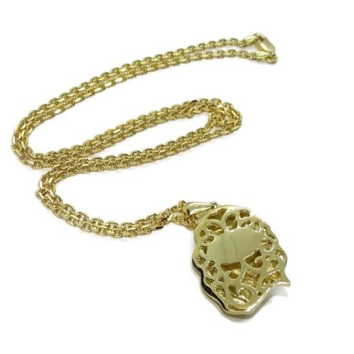Cara de Cristo mediana de oro amarillo de 18k con cadena forzada maciza de 60cm de largo. Peso: 23.45 de oro de 18k - Imagen 4