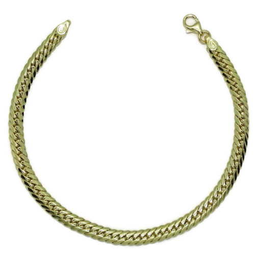 Pulsera clásica para mujer de Oro Amarillo de 18k de 19.50cm de Larga. Cierre mosquetón Peso; 4.10 gr de oro de 18k.