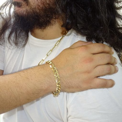 Pulsera de Oro Amarillo de 18k para Hombre modelo clásico 3x1 hueca de 22.00cm de Larga, 9.00 mm de Ancha y 9.15gr - Imagen 2