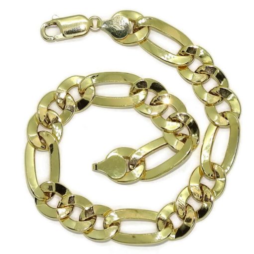 Pulsera de Oro Amarillo de 18k para Hombre modelo clásico 3x1 hueca de 22.00cm de Larga, 9.00 mm de Ancha y 9.15gr - Imagen 6