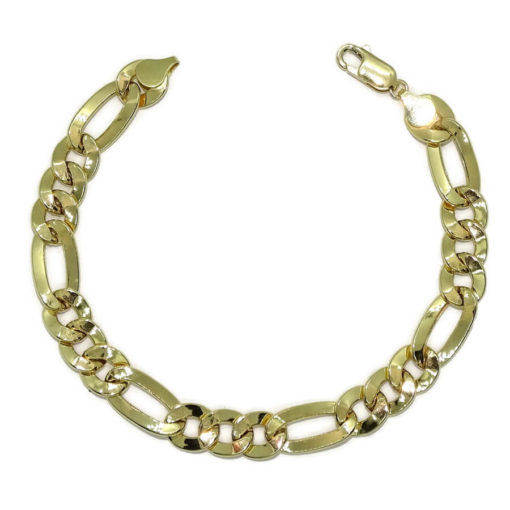 Pulsera de Oro Amarillo de 18k para Hombre modelo clásico 3x1 hueca de 22.00cm de Larga, 9.00 mm de Ancha y 9.15gr