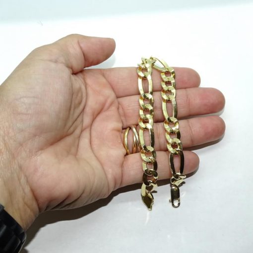 Pulsera de Oro Amarillo de 18k para Hombre modelo clásico 3x1 hueca de 22.00cm de Larga, 9.00 mm de Ancha y 9.15gr - Imagen 3