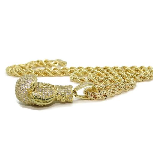 Collar de oro para hombre con guante de oro de boxeo y cordón grande. 21.20 gr todo oro 18k. - Imagen 5